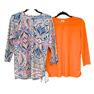 Lot of 2 Under Cover Waterwear Sz XL Rash Guard Swim Tops Long Sleeve Modest